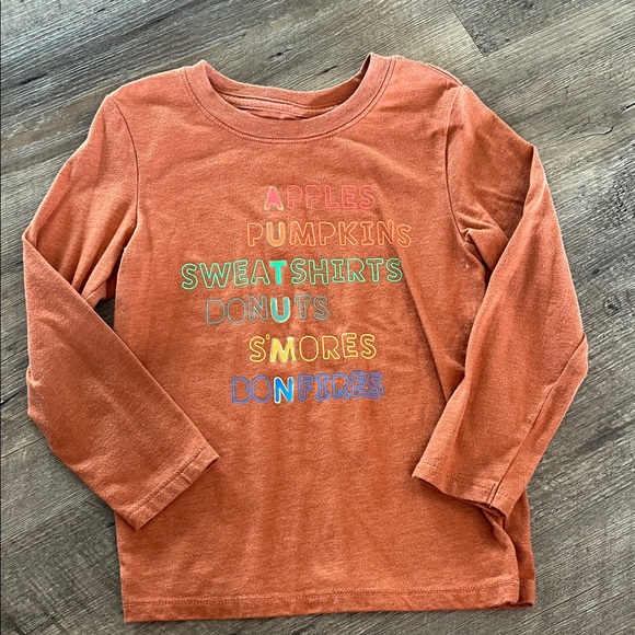Cat & Jack Orange Long Sleeve Tee with Fun Text - Picture 1 of 2